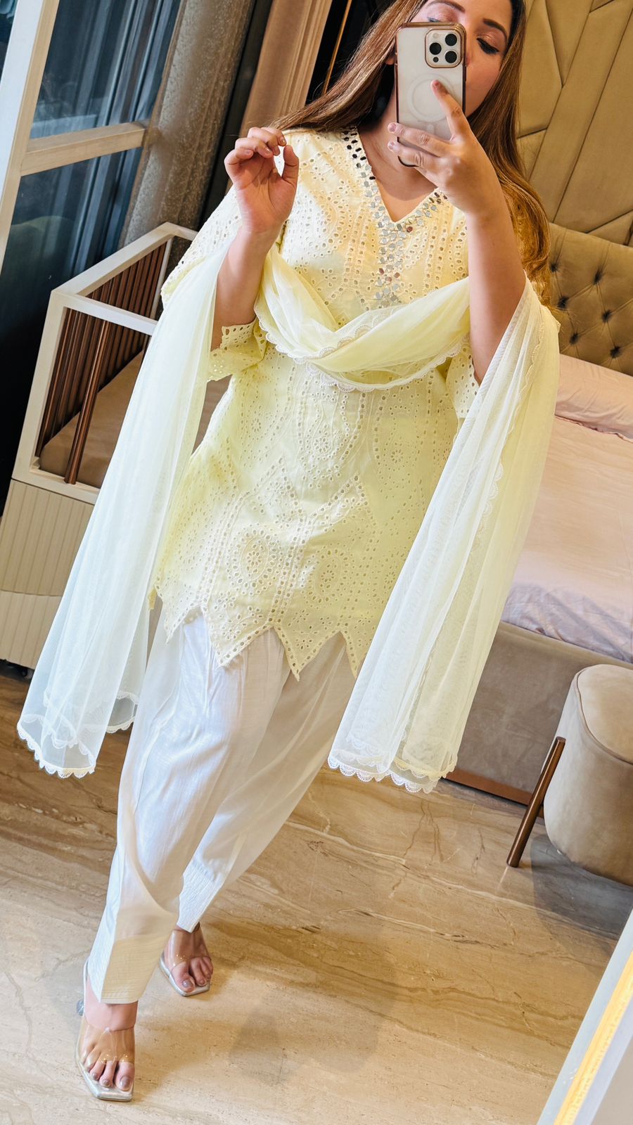 Zaafira Mirror Suit- Pink, Blue, Beige